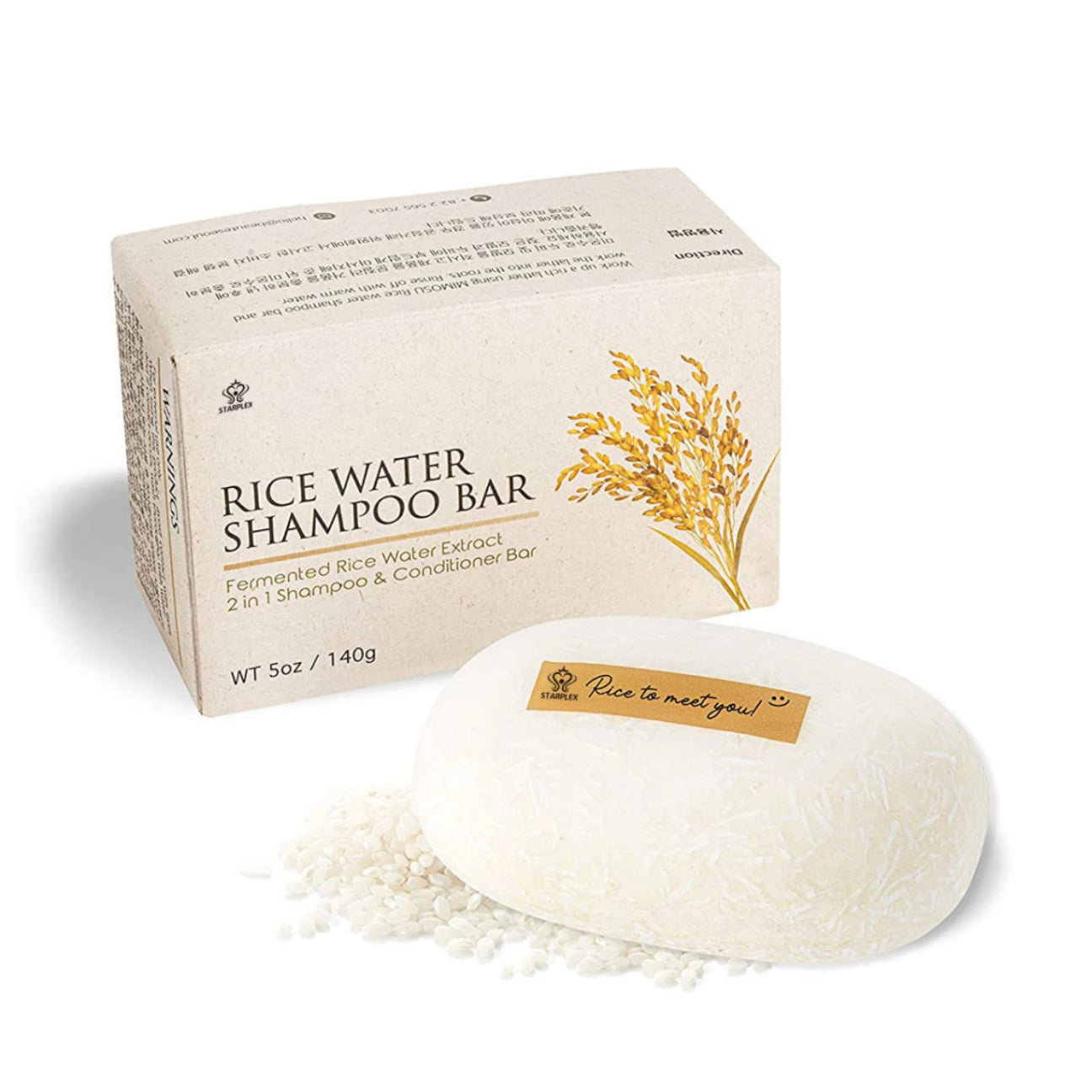 Adkartz™ Organic Rice Water Shampoo Bar for Smooth Beautiful Hair