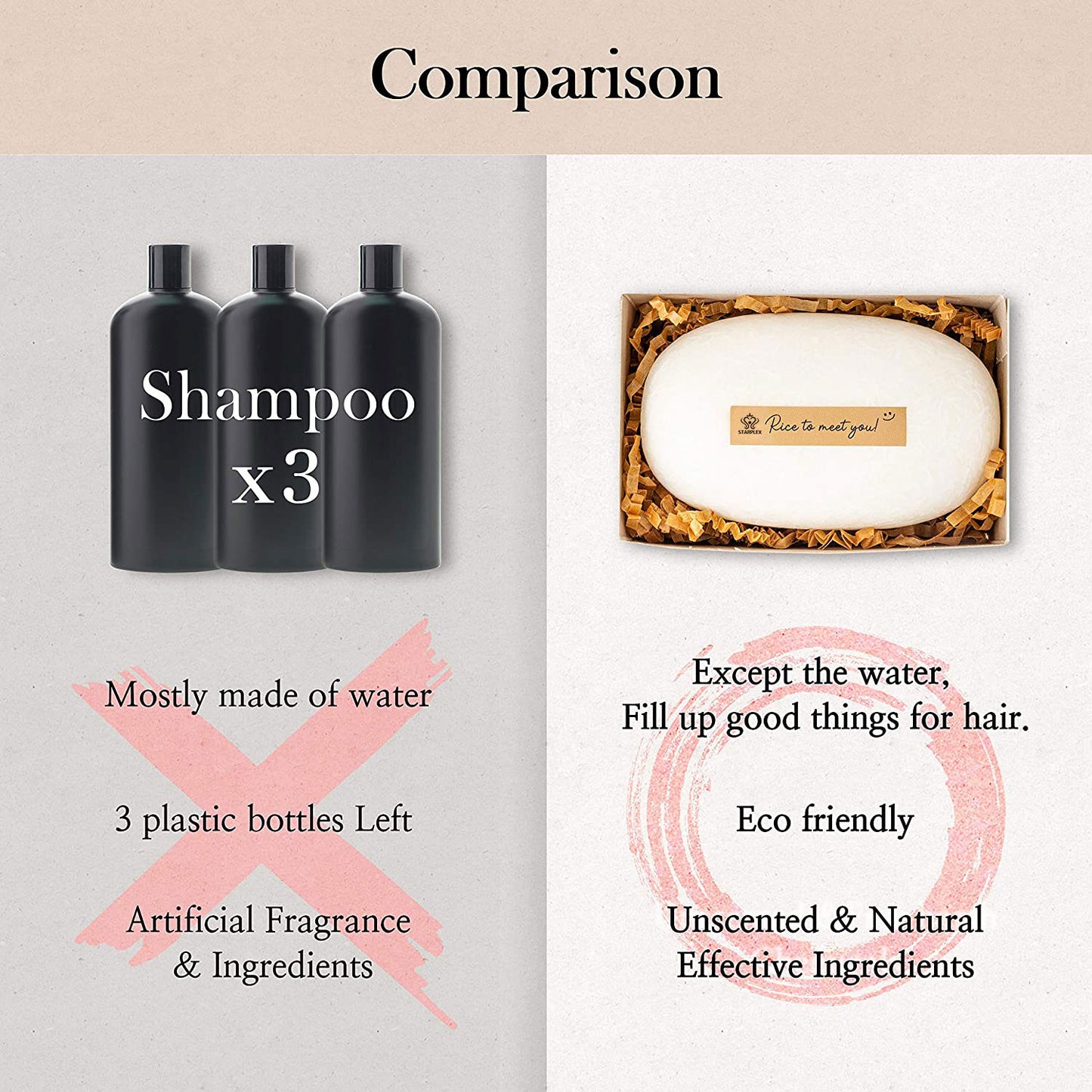 Adkartz™ Organic Rice Water Shampoo Bar for Smooth Beautiful Hair