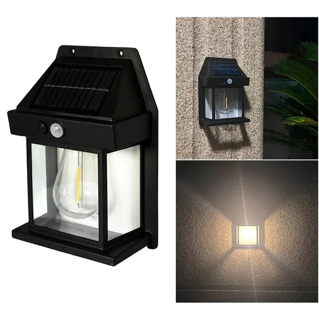 Black Solar Wall Light